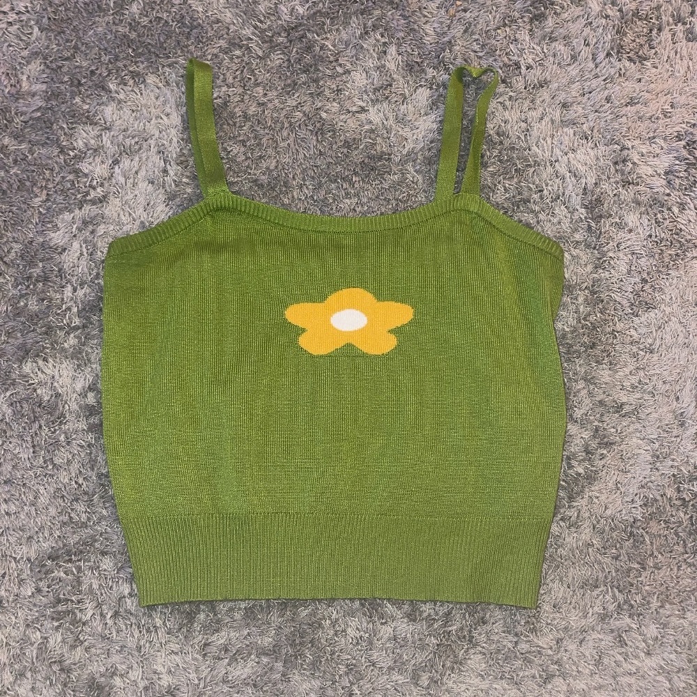 Green Flower crop top
